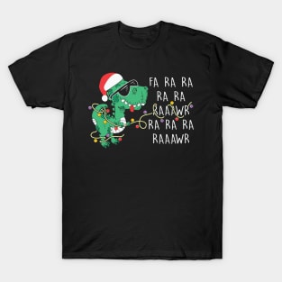 Fa Ra Ra Ra Raawr Funny T rex Christmas Lights T-Shirt